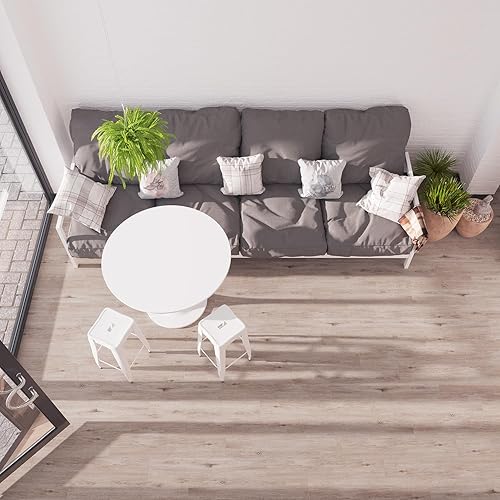 Miniatura 5 de Azulejos de vinilo de lujo de Lucida Surfaces  Suelo adhesivo adhesivo para instalación de bricolaje  36 tablones de aspecto de madera  Paja