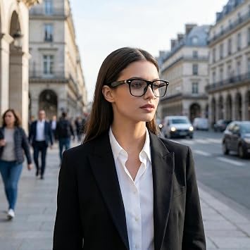 GKEAPZA Comfortable Sunglasses with Bluetooth Audio – Open-Ear Design, Blue Light Blocking, Voice Assistant & Noise-Reduction Mic, Ideal for Calls & Everyday Wear (Full Frame, Clear Lenses, Unisex).