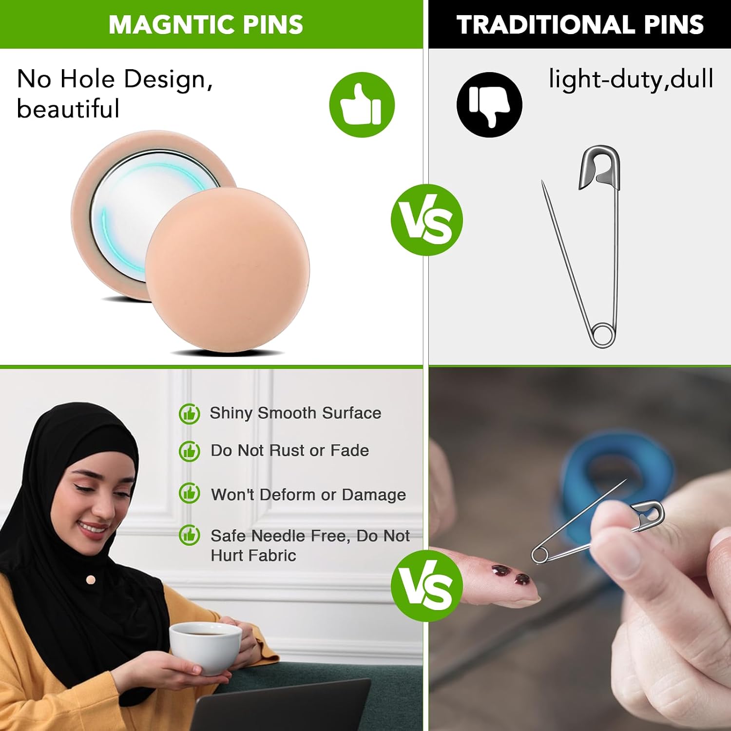 Strong Magnetic Hijab Pin, 4 Pcs Powerful Hijab Magnets Multi-Purpose image 5