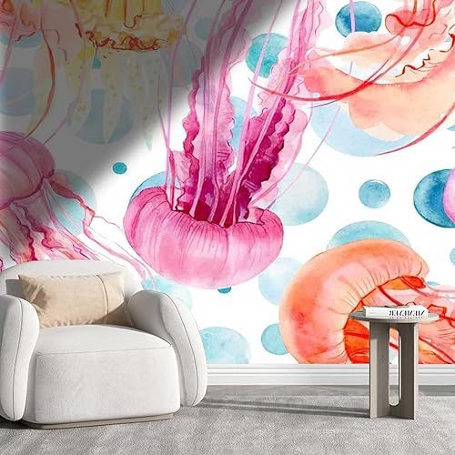 Papel tapiz adhesivo de medusas para cocina, decoración de pared, decoración de habitación, versátil para varios espacios (48 pulgadas de ancho) x