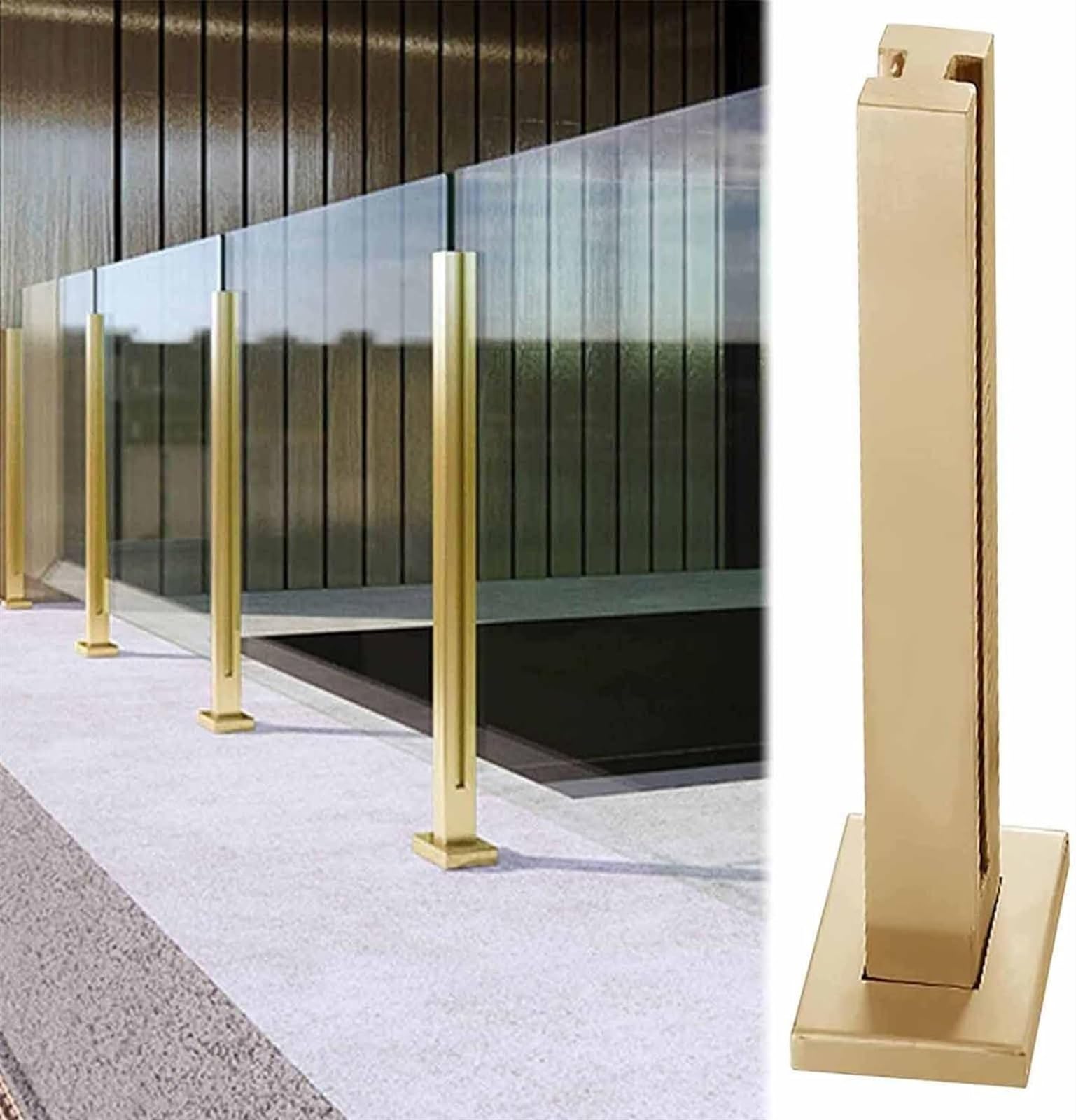 SSDDLZEQ Glass Balustrade Posts Glass Deck Railing System For Balcony, Gold Glass Balustrade Post, Hallway Platform Glass 1pcs (Color : Gold-mid Post, Size : 105cm/41.3")