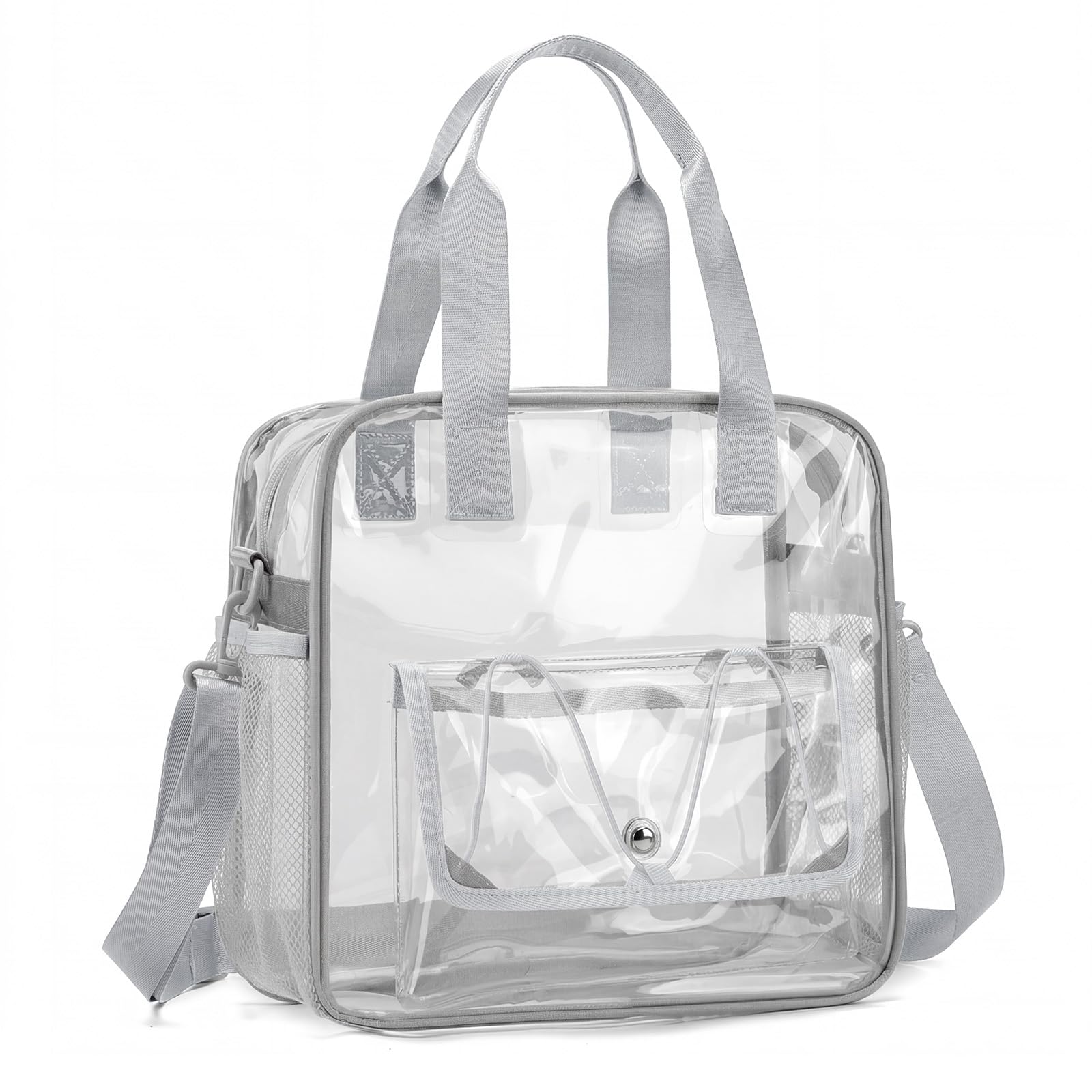 Eulihent Bolso Transparente Mujer Trabajo PVC Bolsa Transparente Bandolera Transparentes Impermeable Bolsa a Tracolla Transparent Bolso de Mano Transparent para Estadios (30x30x13cm)