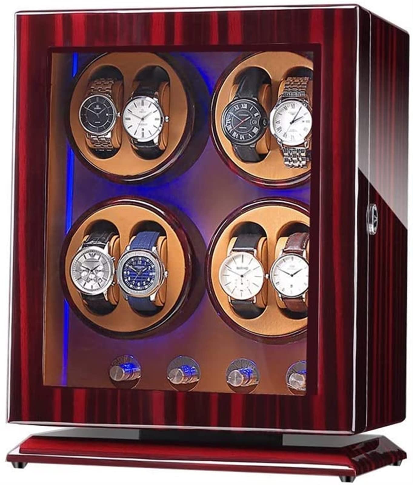 CGCSYZ Watch Winder Box For 8 Automatic Watches, With Blue LED Light, 4 Rotation Modes, Quite Motors, Fit Lady And Man Watches Accessories (F)
