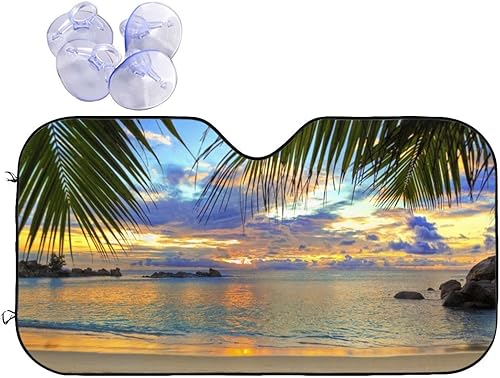 Aneyhoz Parasol plegable para parabrisas de automóvil de playa para mujer, bloquea los rayos UV, 55 x 22.9 pulgadas