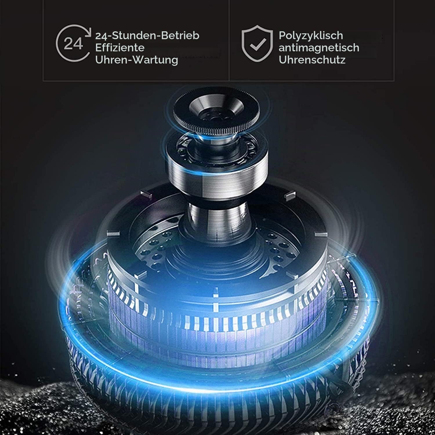 Automatische Uhr Wickler, weiße Doppelbeobachter-Box für automatische Uhr eingebaute LED-Licht Klavierfarbe Außen Dual-Netzteil Ruhigem Motor