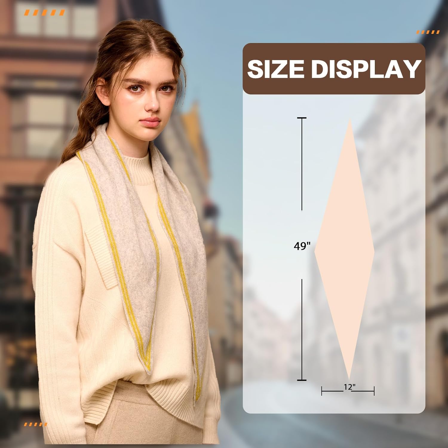 100% Cashmere Triangle Scarf, Neck Scarves Small Scarf for Women & Men, 49''x12'' Lightweight Warm Fashion Scarves - Image 6