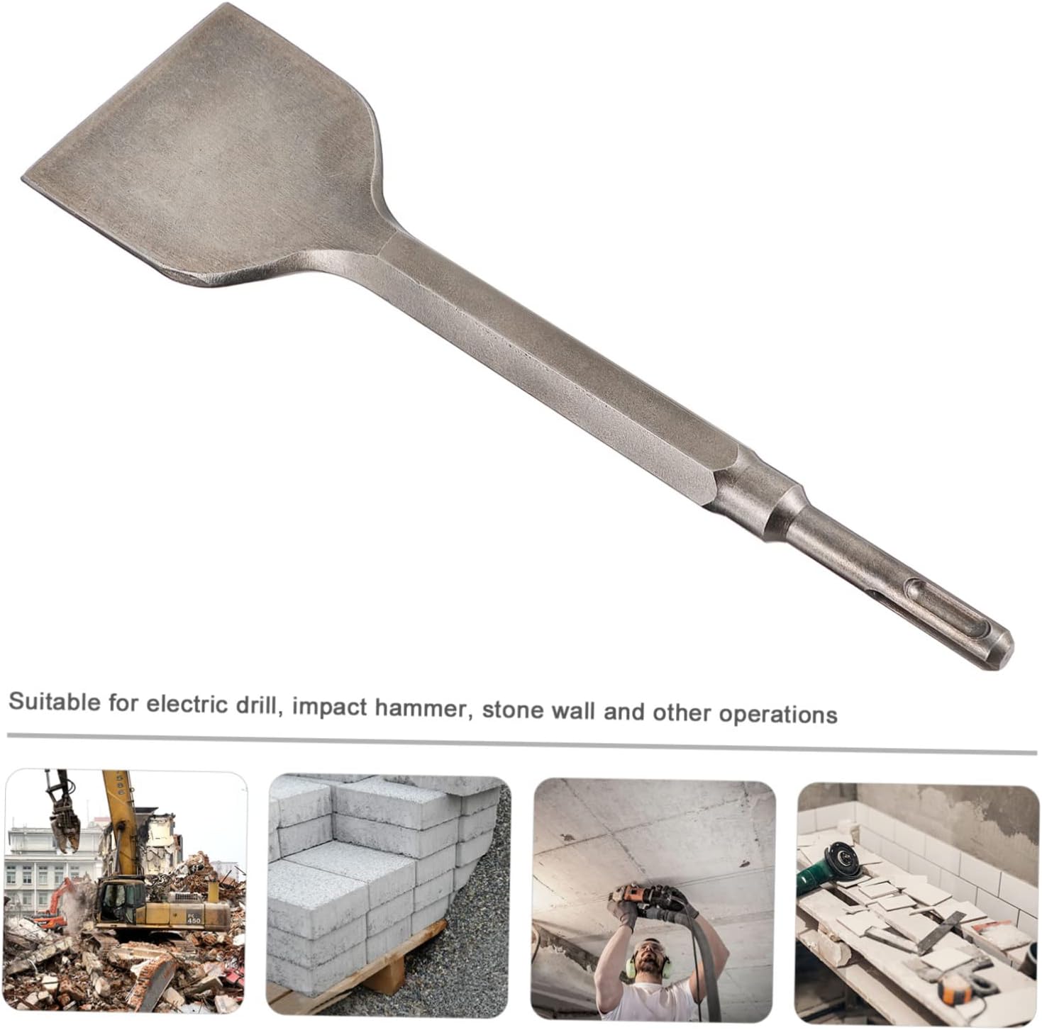 NUOBESTY Bent Tile Chisel Electric Hammer Drill Tool Durable Wide Bent Chisel for Brick Concrete and Masonry Compatible with Impact Drill and Rotary Hammer Material