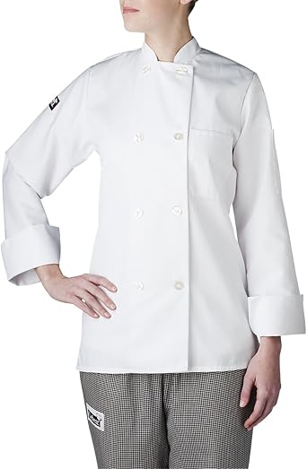 Womens Long Sleeve Essential Plastic Button Chef Coat CW4420