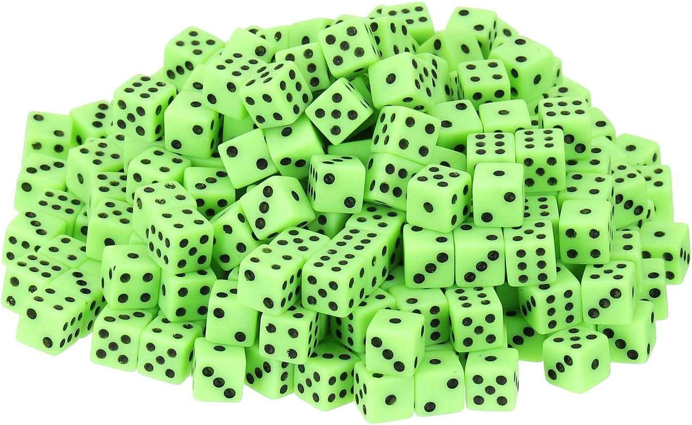 uxcell 250Pcs Mini Dice, 8mm/0.31" Acrylic Tiny Six Side Game Dot Square Dice Bulk for Table Board Game Party Activities, Green/Black