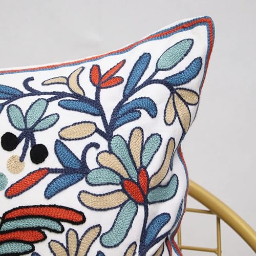 Miniatura 6 de Pilmandu Juego de 2 fundas de almohada decorativas bordadas para sofá fundas de almohada cuadradas para dormitorio sofá decoración de granja 18 x 18