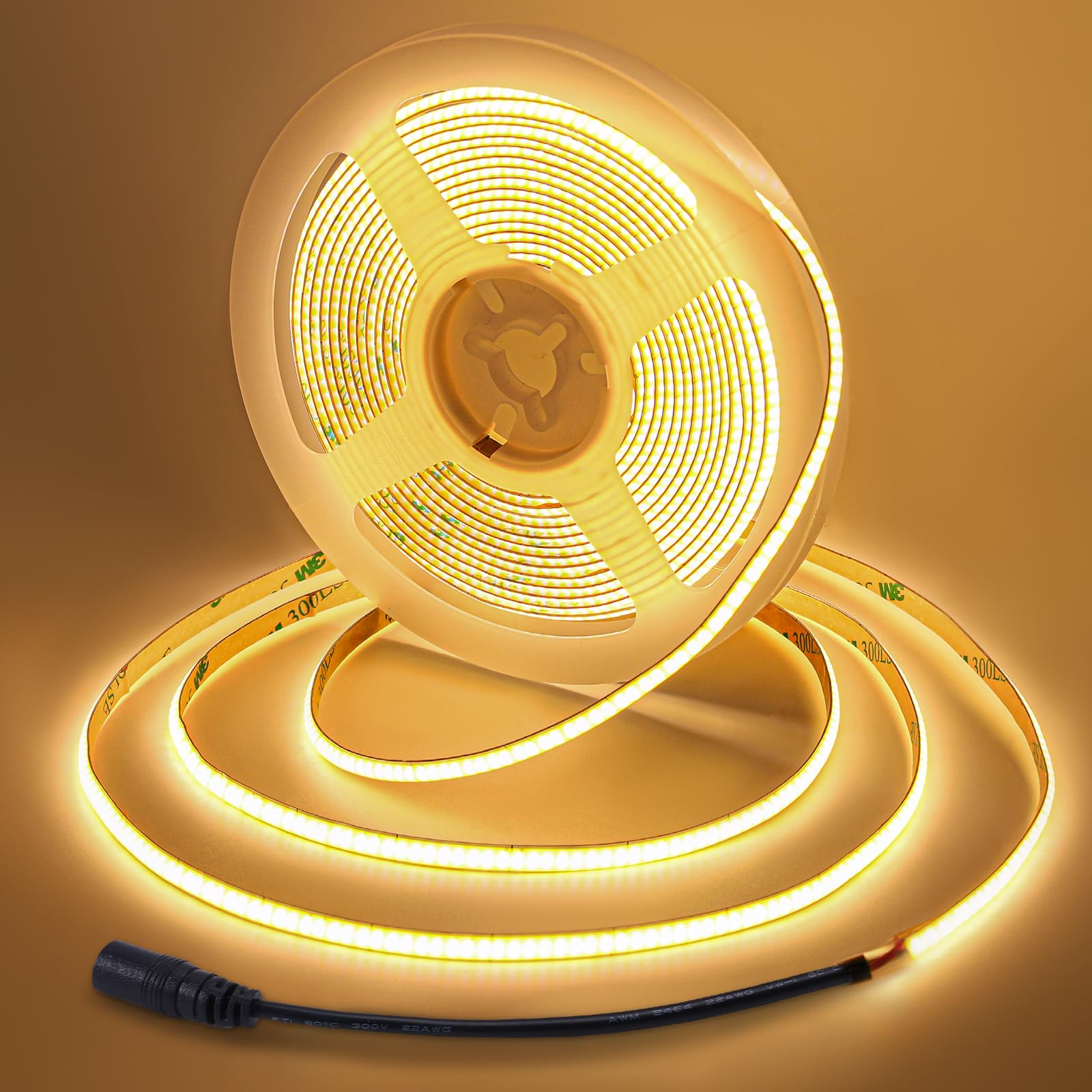 BERIXDEEP 5mm Breite COB LED Streifen 5m, Warmweißer LED Band Dünne, 24V, 400 LEDs/m, 10w/m, CRI 92+, Punktloses LED Strip für Unterschränke und Innendekoration (ohne Netzteil), 2700K