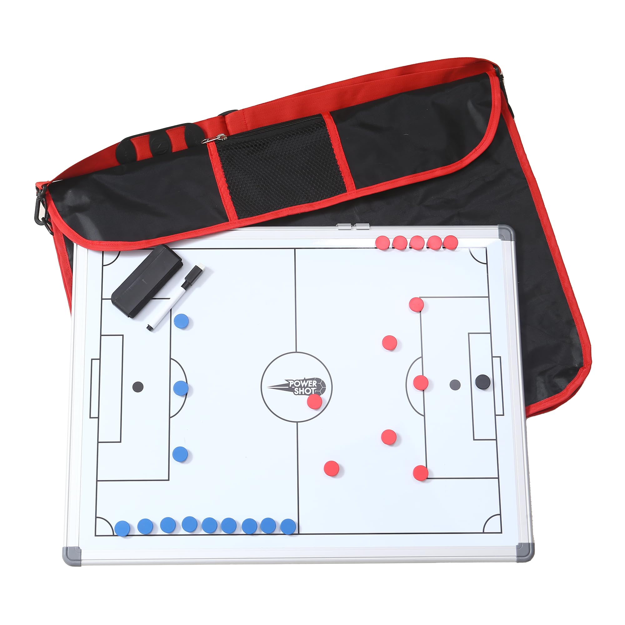 Netsportique POWERSHOT® Lavagna Magnetica Calcio Completa di Tutti Gli Accessori - 3 Dimensioni Disponibili (Lavagna + Borsa (60 x 90cm))