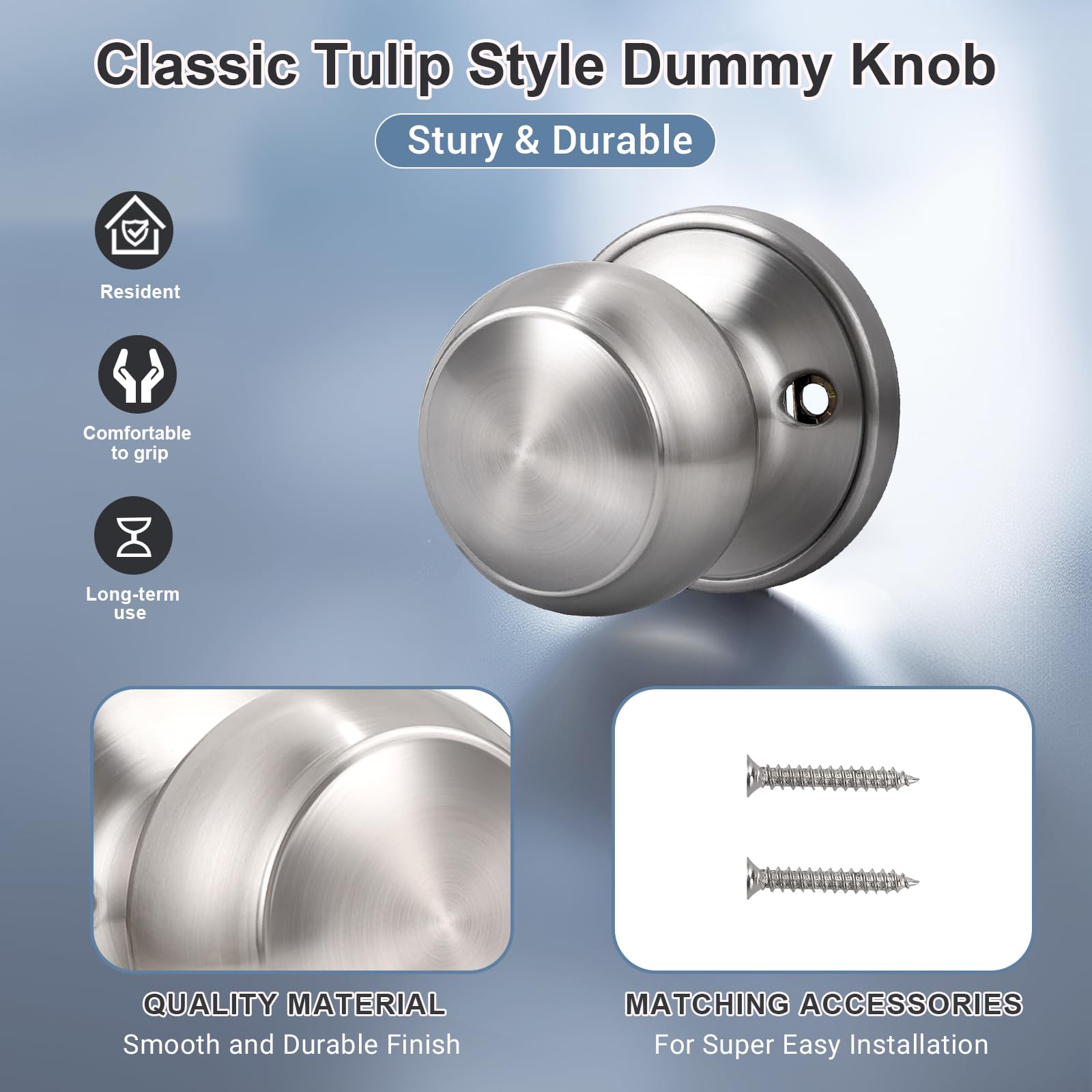 Dummy Door Knobs - Satin Nickel Pack of 4 -4