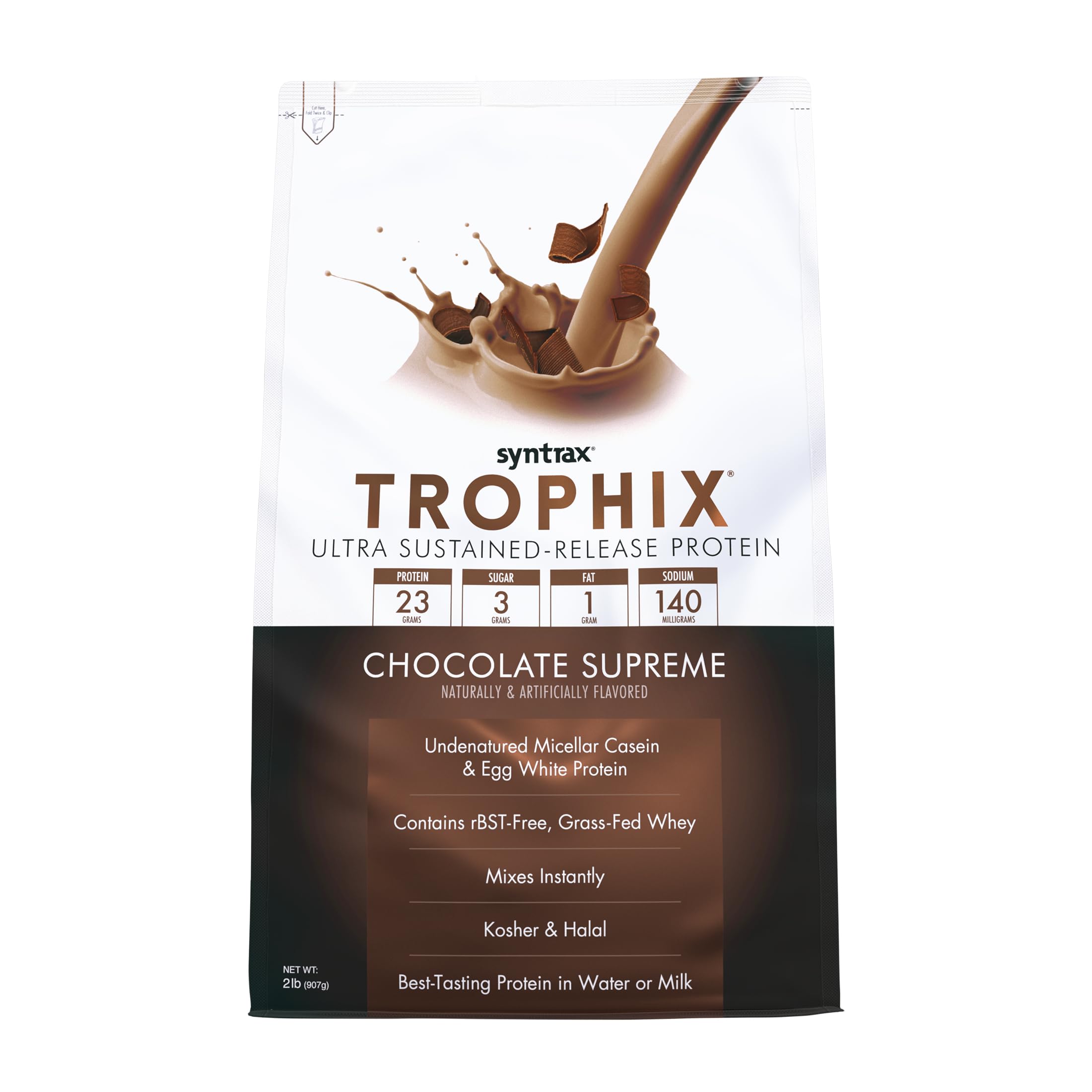 Syntrax Nutrition Trophix, Ultra Sustained-Release Protein Powder Blend, Chocolate Supreme, 2 lbs.