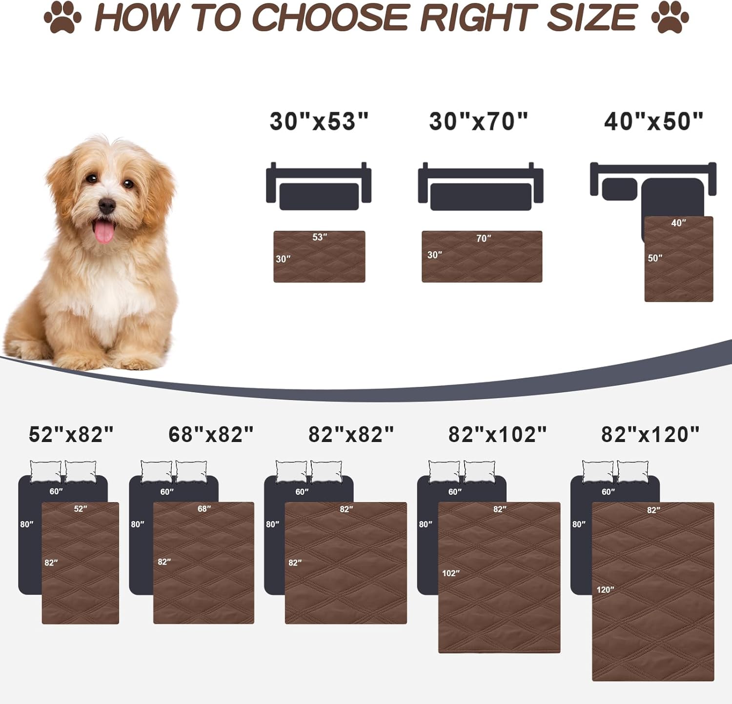 Smiry Waterproof Dog Bed Cover Blanket 30x70, Soft Reversible Pet Blanket, Washable Leakproof Cats Dogs Couch Cover for Sofa, Couch, Furniture, Brown/Chocolate - Image 6