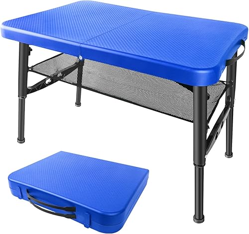 Miniatura 1 de Boreeman Mesa de campamento, mesa de playa, mesa plegable pequeña de altura ajustable, mesa portátil, también perfecta como mesa de RV, mesa de