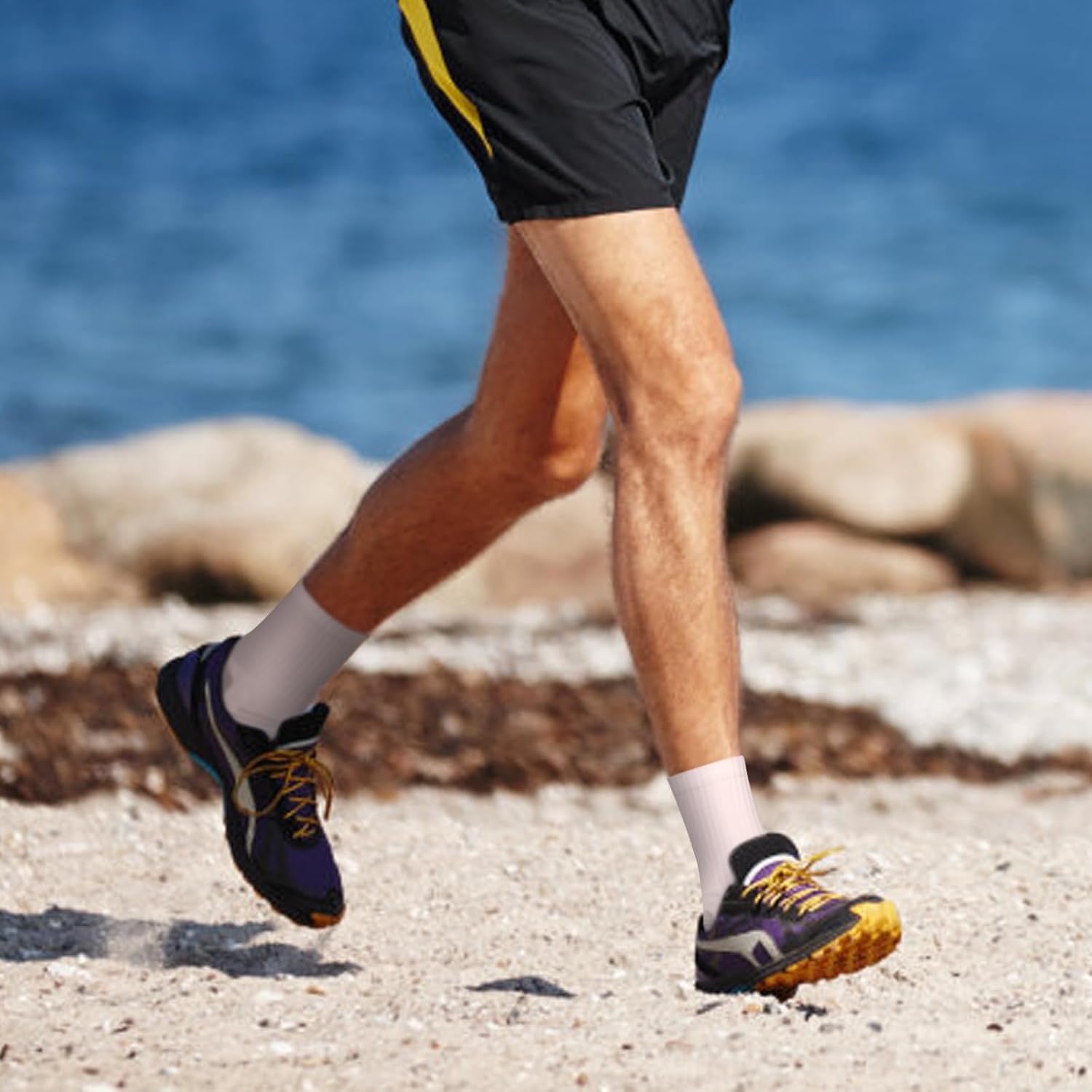 YUEDGE Mens Cushioned Crew Socks For Men, Sweat Wicking Anti-Odor Casual Everyday Work Gym Golf Training Athletic Socks - Image 9