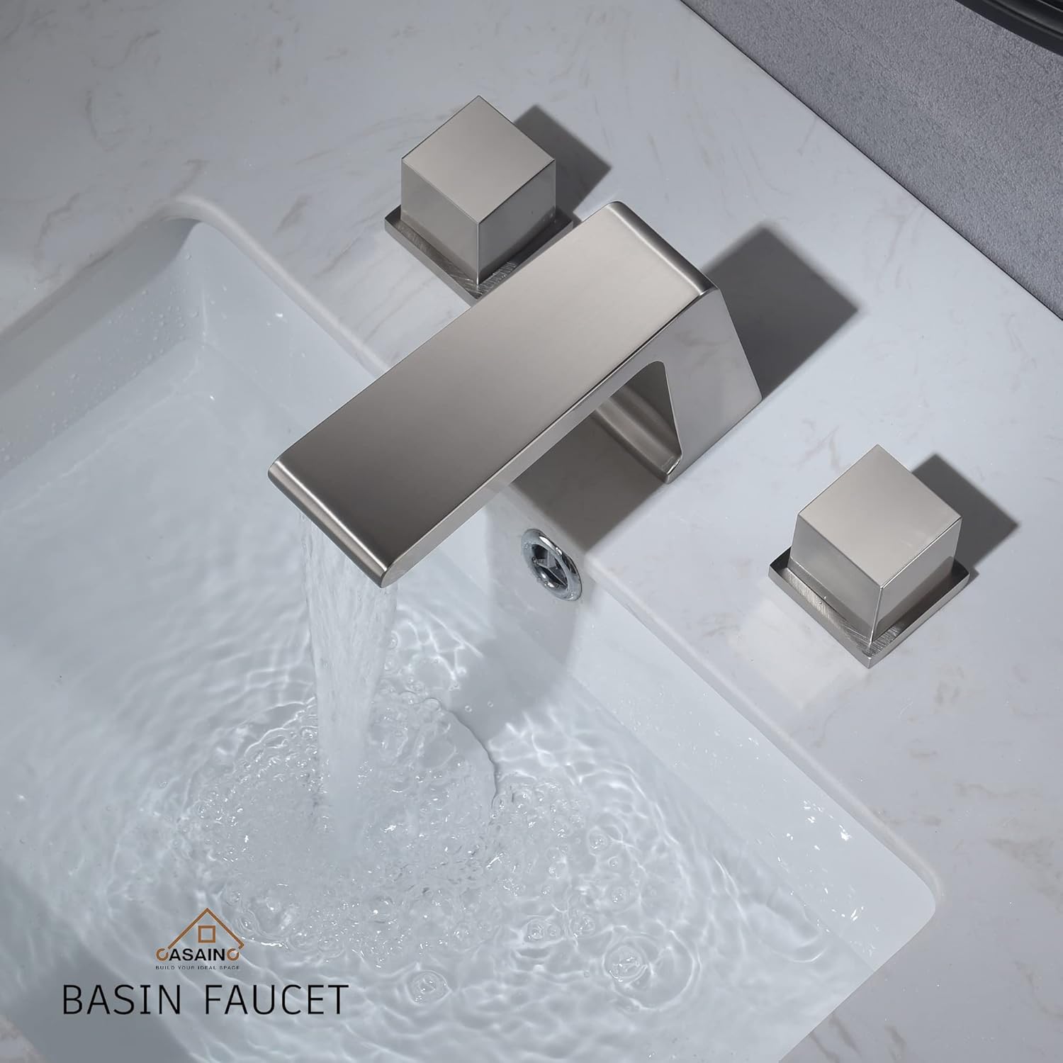 CASAINC Roman Tub Faucet 3 Hole Widespread Waterfall Bathtub Faucet Set High Flow Waterfall Spout (Brushed Nickel)