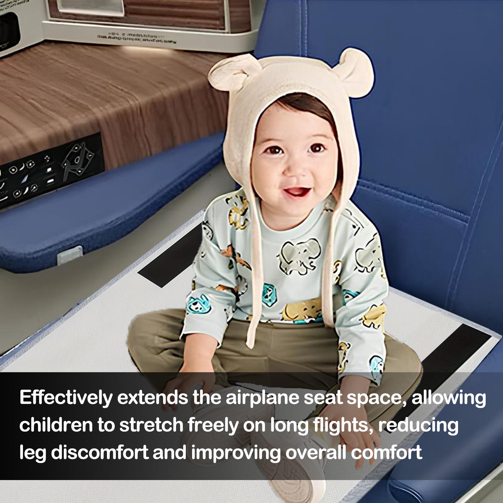 Reposapiés De Avión, Avión De Cama De Viaje Para Niños Pequeños Para Niños, Portátil y Plegable,Accesorios De Viaje En Avión, Reposapiés De Avión Para Niños, Extensores De Asientos Para Aviones