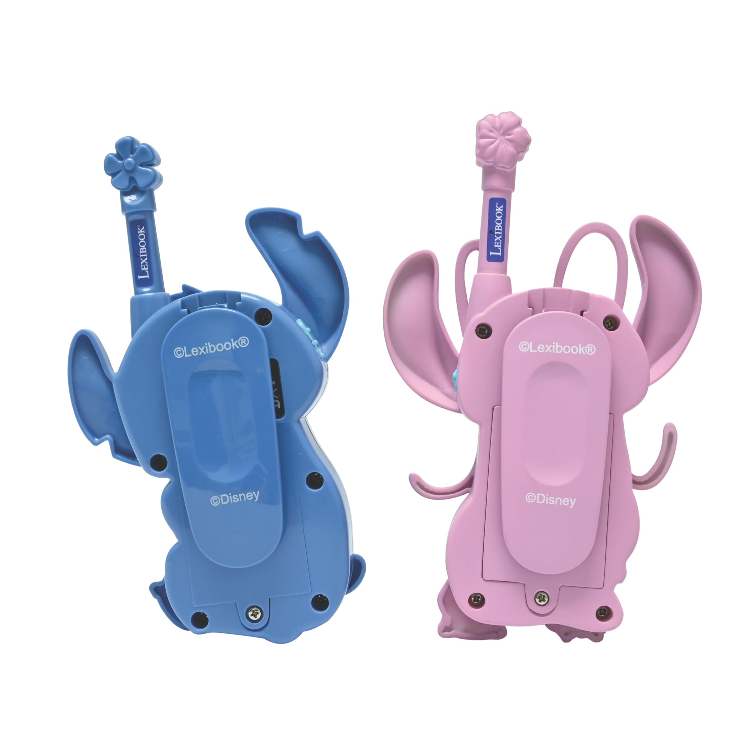 Lexibook, Disney Stitch, Talkies-Walkies 3D Stitch et Angel, Portée 500m, 2 canaux de Communication, Clip Ceinture, Bleu/Rose, TW18D1
