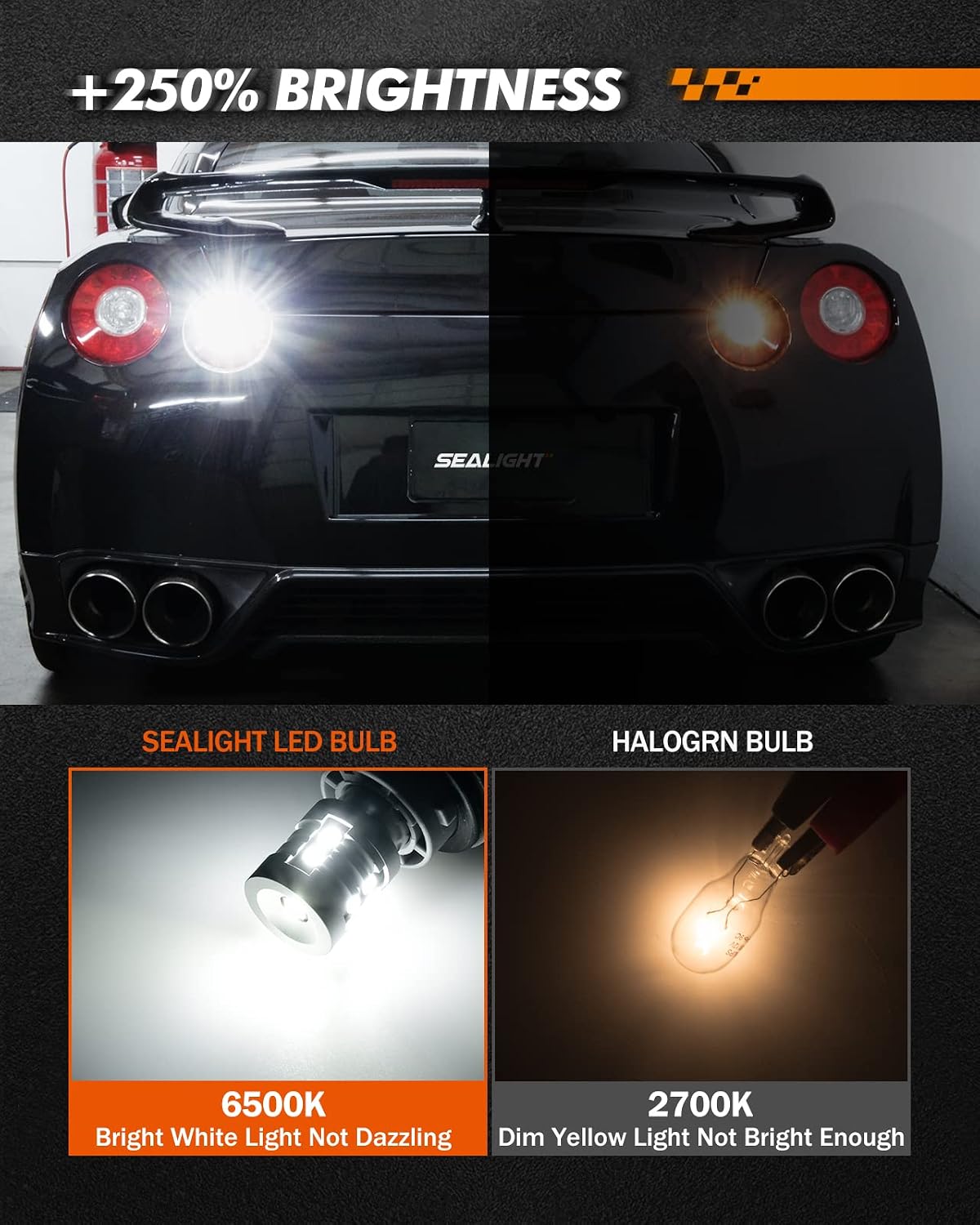 SEALIGHT 1157 Reverse Light Bulbs, Led Bulb Xenon White, 9W 1000 Lumens 6500K Super Bright 2357 7528 2057 Bulbs For Backup Light, DRL Light And Brake Light, No Hyper Flash (Upgraded, Pack of 2)