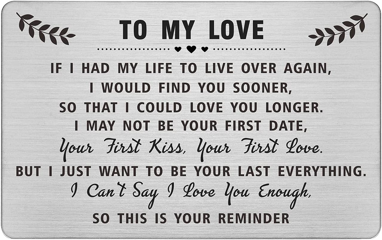 DEGASKEN Valentines Day Gifts for Men Him, To My Love Wallet Card, I Love You Gifts for Him Her, I Cant Say I Love You Enough So This Is Your Reminder, Anniverary Gifts for Men Husband