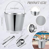 Vista 2 de Zopeal Juego de 24 cubos de cerveza galvanizados, 16 cubos de metal con 4 cucharadas y 4 pinzas, cubo de hielo rústico de 7 pulgadas para fiestas