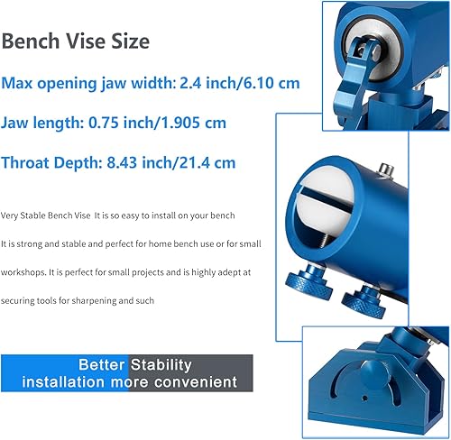 Miniatura 2 de Sunluway - Herramienta ligera para cuchillos de taller de tres ejes, con base giratoria de 360 grados para artesanos domésticos o industriales (azul)