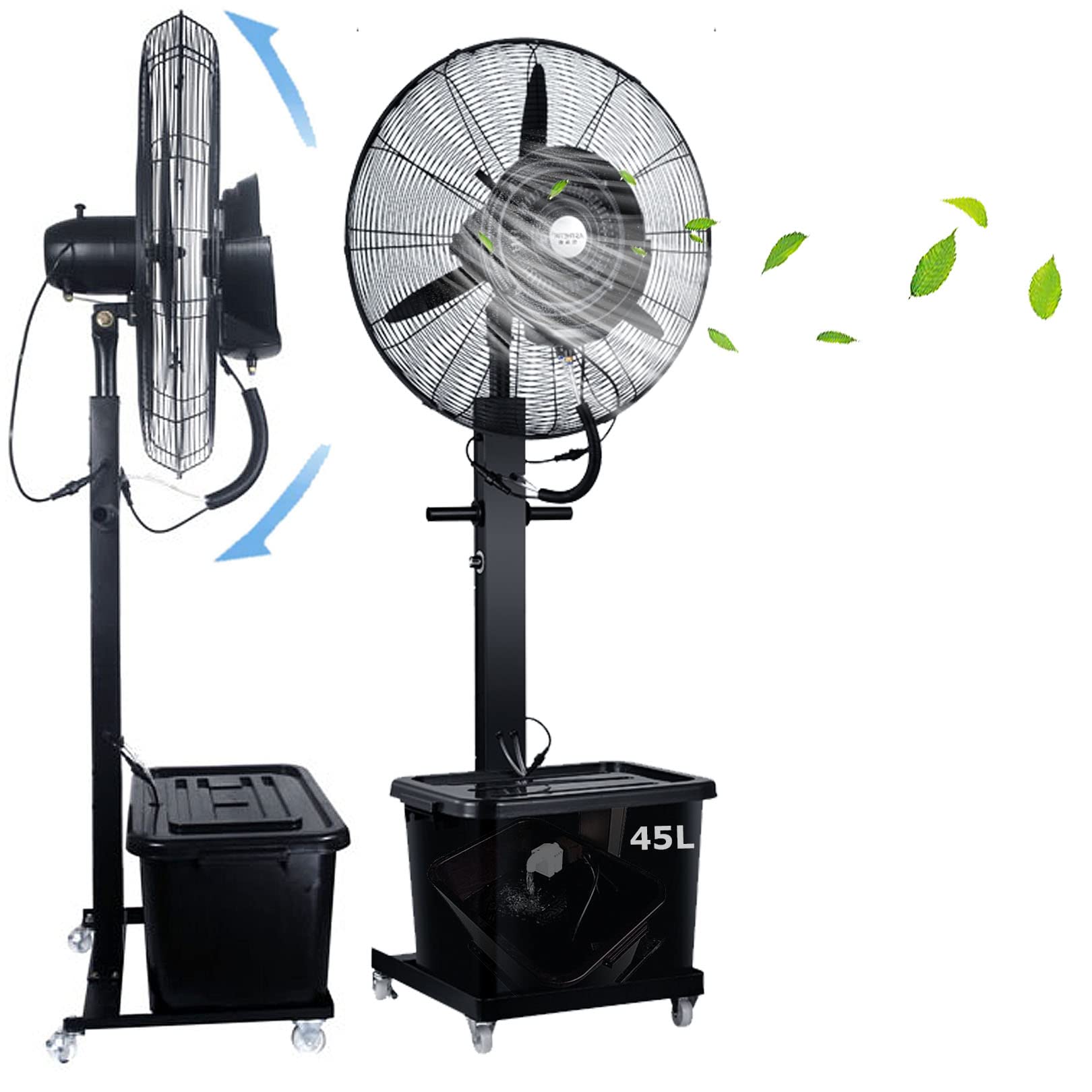 AYCDL Oscillating Misting Fan Outdoor Mist 3 Speeds Pedestal Fan, 12 Gallon Tank, 90° Oscillation, Cool Your Shop, Garage, Barn or Workspace,81cm/31.9in