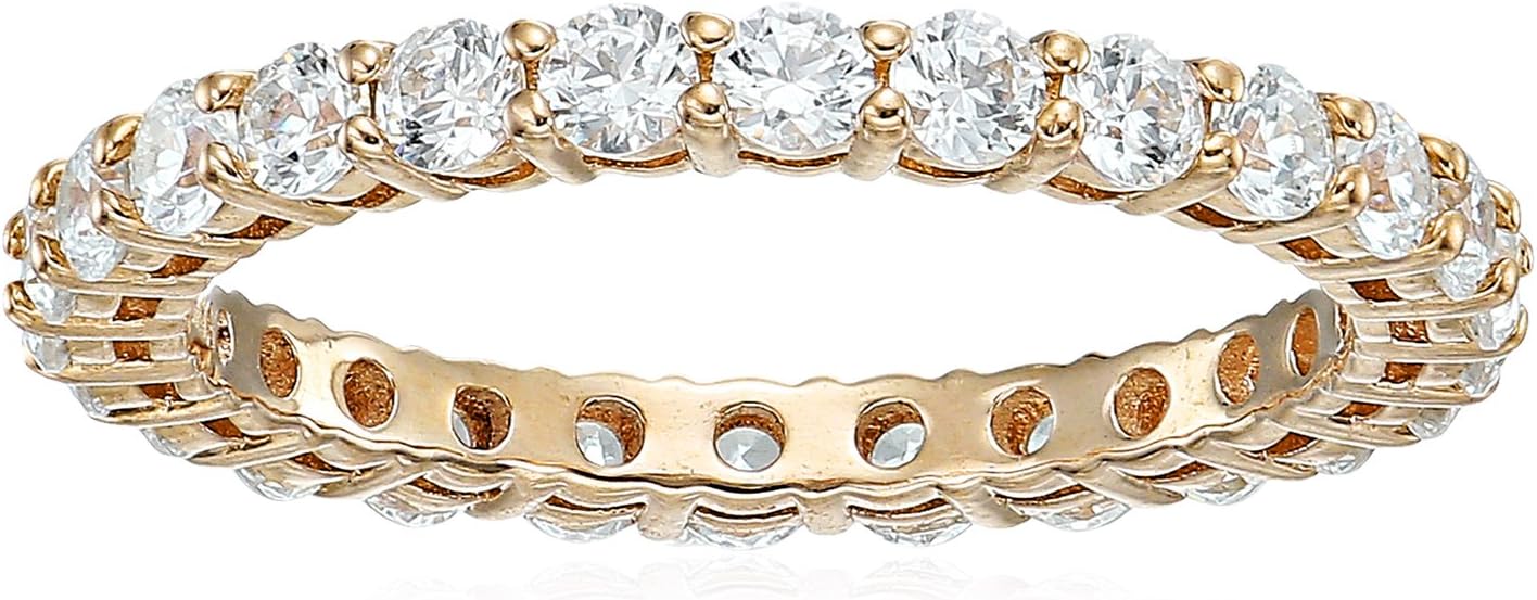 Platinum or Gold Plated Sterling Silver All-Around Band Ring set with Round Infinite Elements Cubic Zirconia