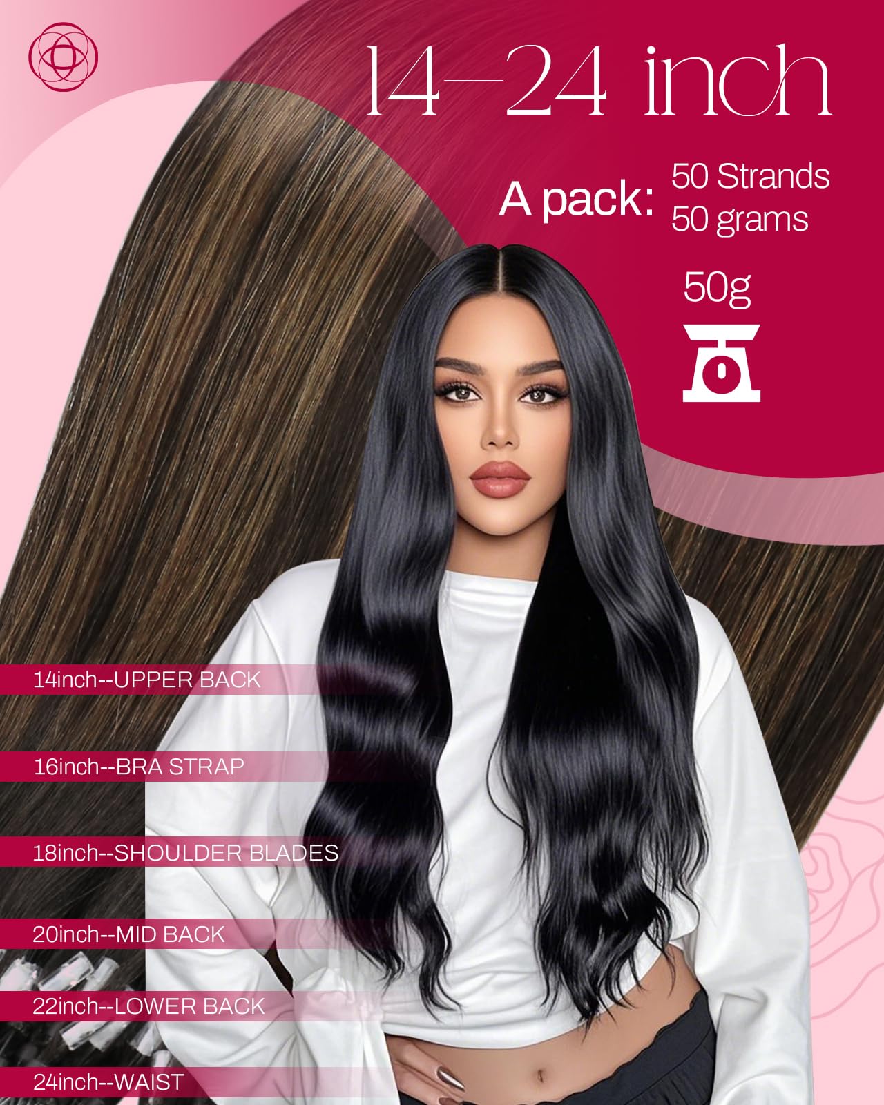 Moresoo Micro Beads Hair Extensions Ombre Darkest Brown and Chestnut Brown Micro Loop Hair Extensions Real Human Hair 14INCH 1g/s 50g/Pack #2/6/2 - Image 3