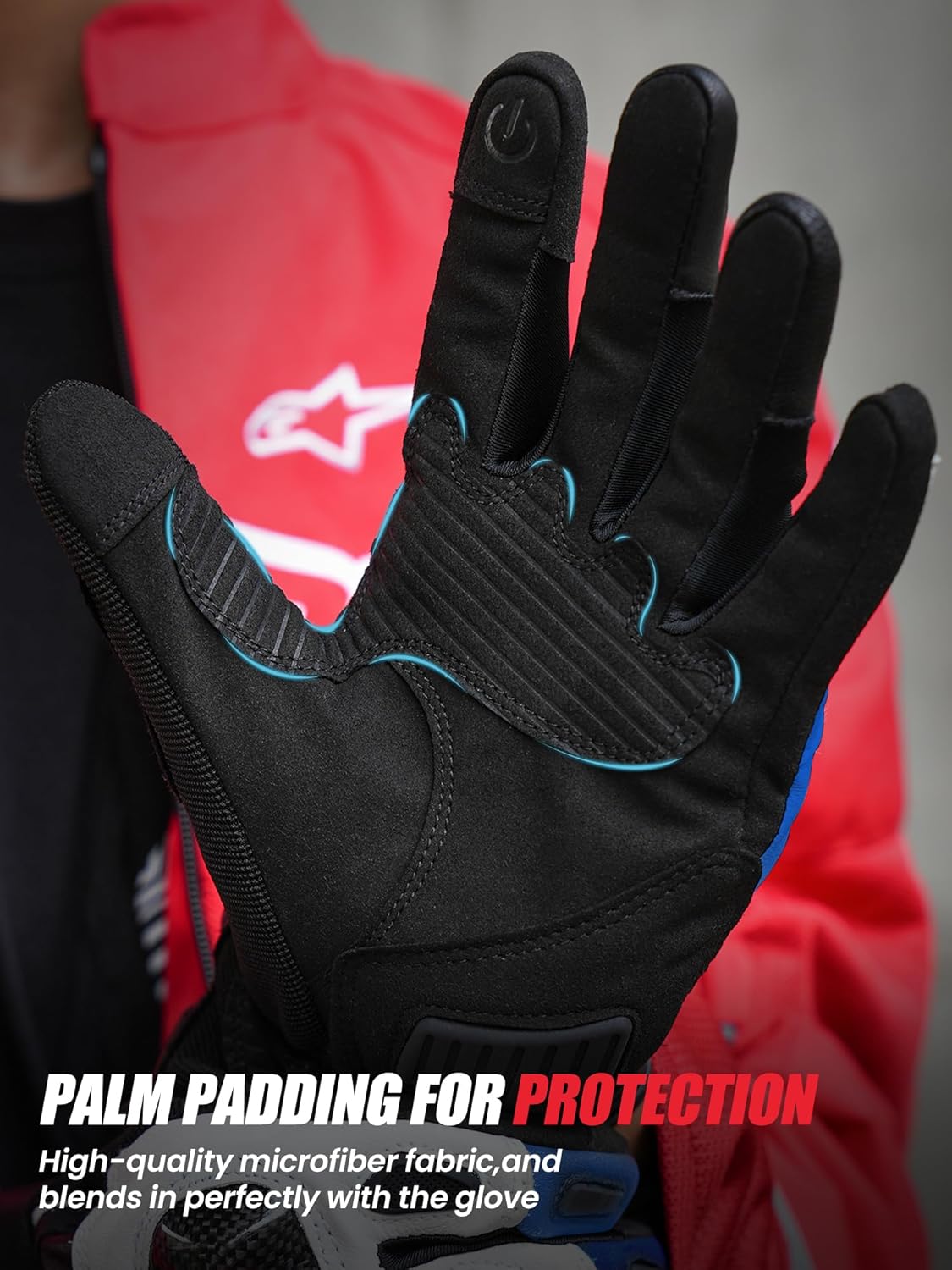 Goatskin Leather Motorcycle Gloves for Men & Women - Touchscreen with Carbon Knuckle & Palm Sliders – Dirt Bike, Motocross & Riding Gloves - Image 5