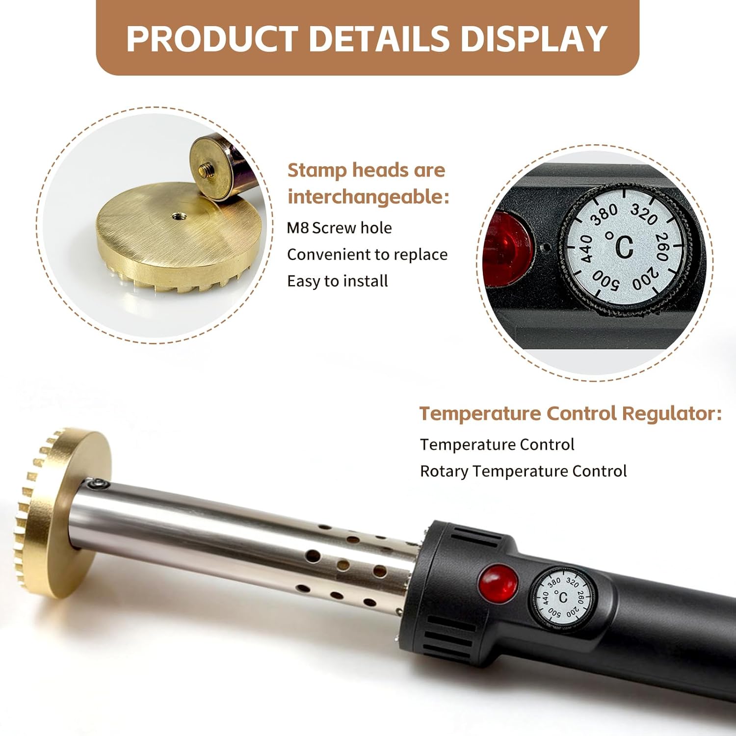 Custom Electric Branding Iron for Wood, Temperature-Controlled Personalized Logo Branding Iron, Metal Stamp for Leather, Food, Customized Tool & Gift