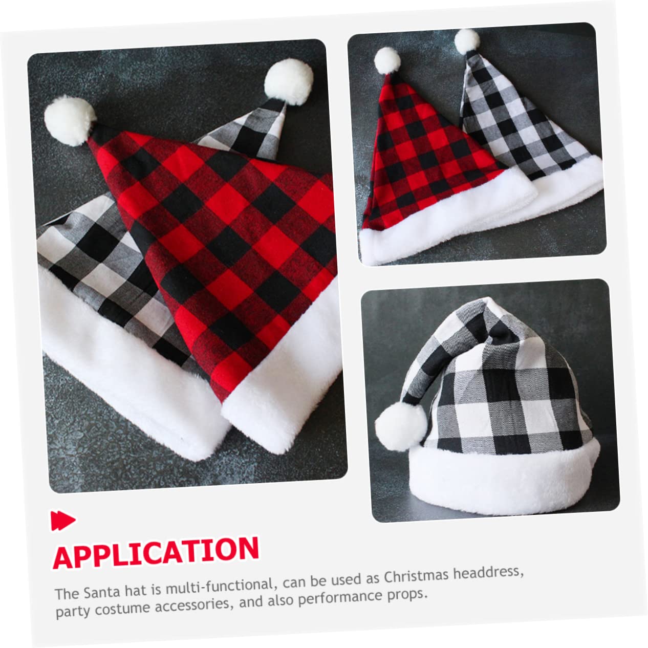 TOPBATHY Plaid Santa Hat Noël Santa Hat Noël Unisexe Chapeau Chapeau Décoratif Chaud Chapeau Chapeaux Décoratif De Noël Chapeau Santa Plaid Cap Noël Santa Décoration Santa Hat Tissu