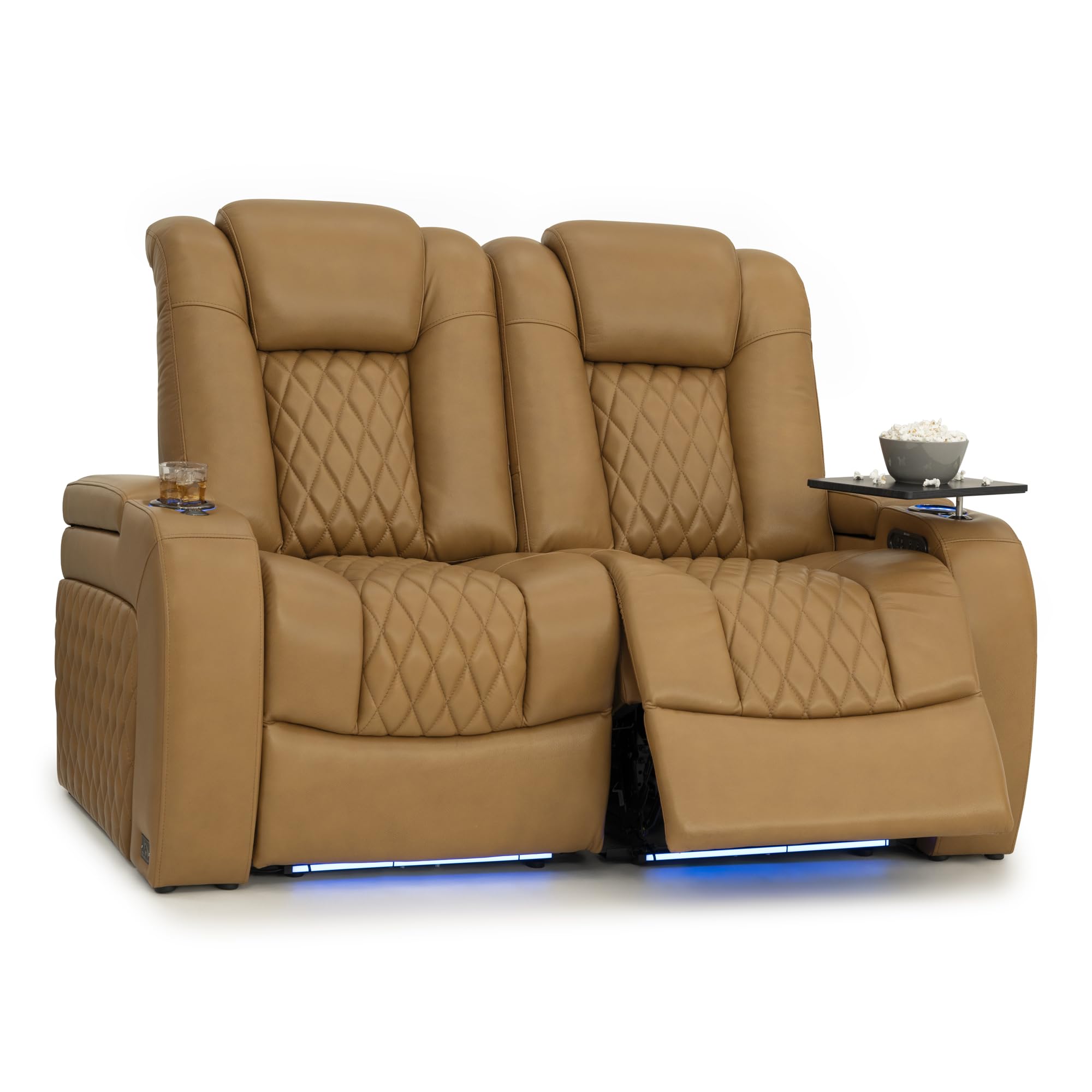 Seatcraft Diamante Home Theater Seating Tan Oak Row of 2 Loveseat