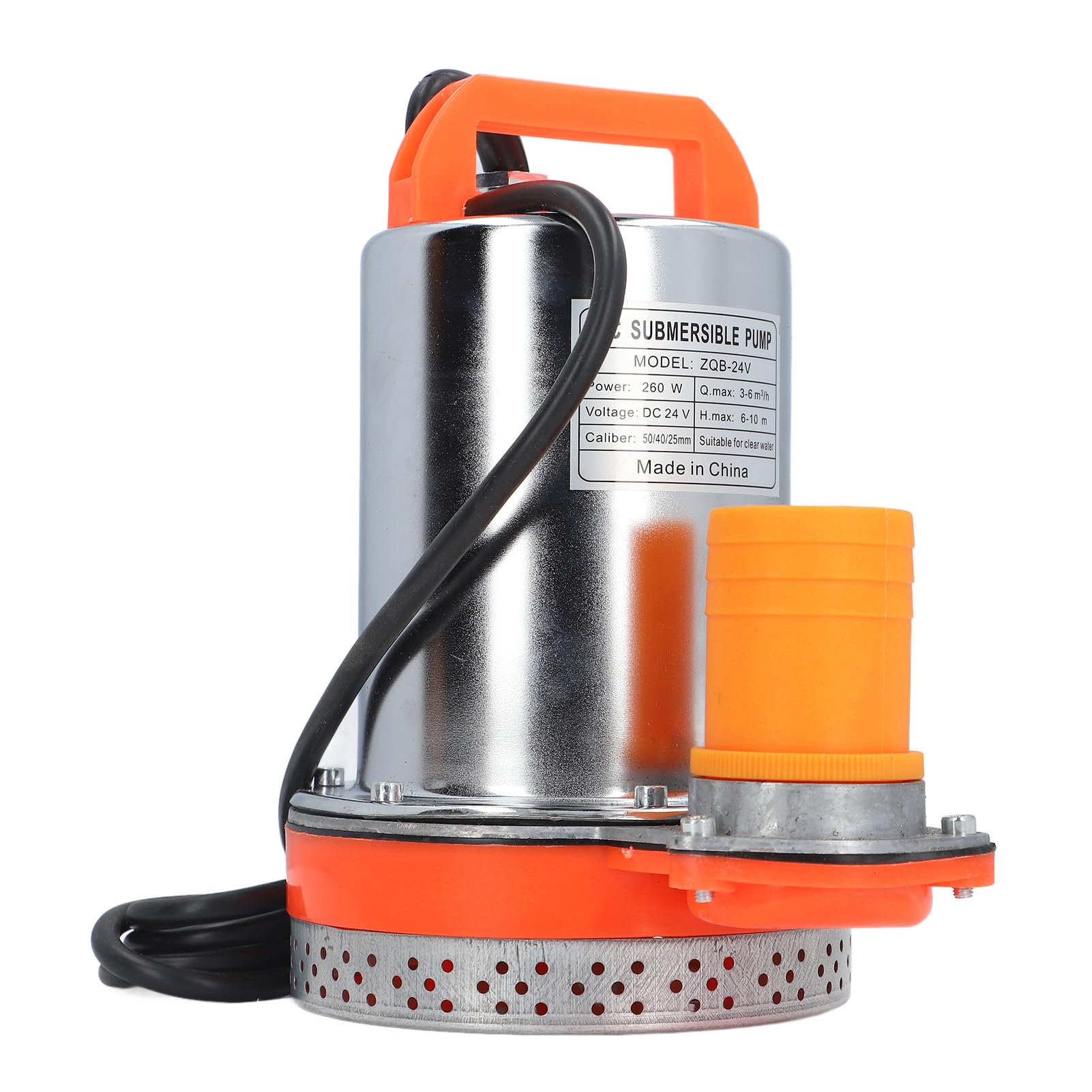 Zatapialna Pompa Solarna o Mocy 260 W, 24 V, do Wysokiej Studni Głębinowej z obudową ze Stali Nierdzewnej i Wirnikiem z ABS, Wylot /.5/cala do Basenu W Stawie Ogrodowym, łodzi Akwakultury,