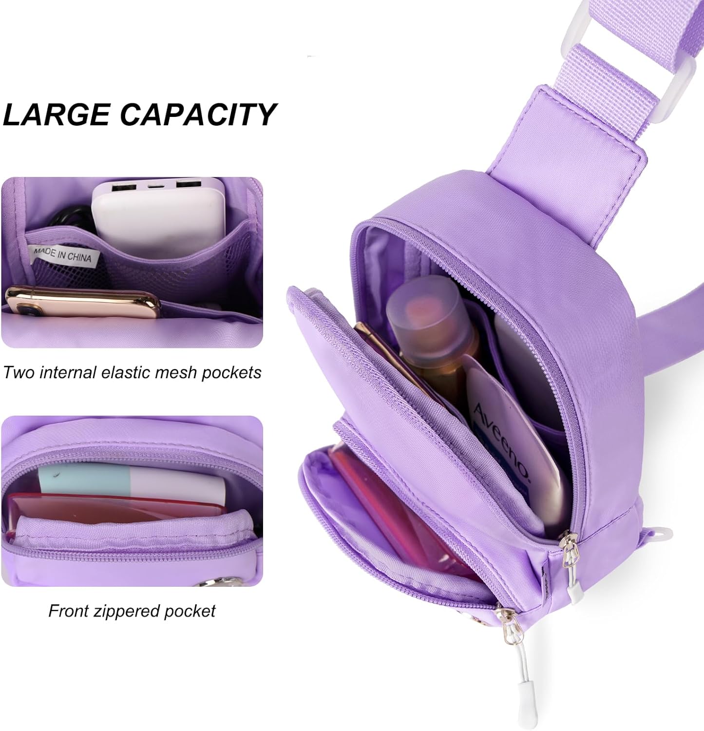 Goloni Small Sling Bag For Women Crossbody Purse Trendy Casual Front Bag Chest Bags Backpack Waterproof Daypack For Travel Purple