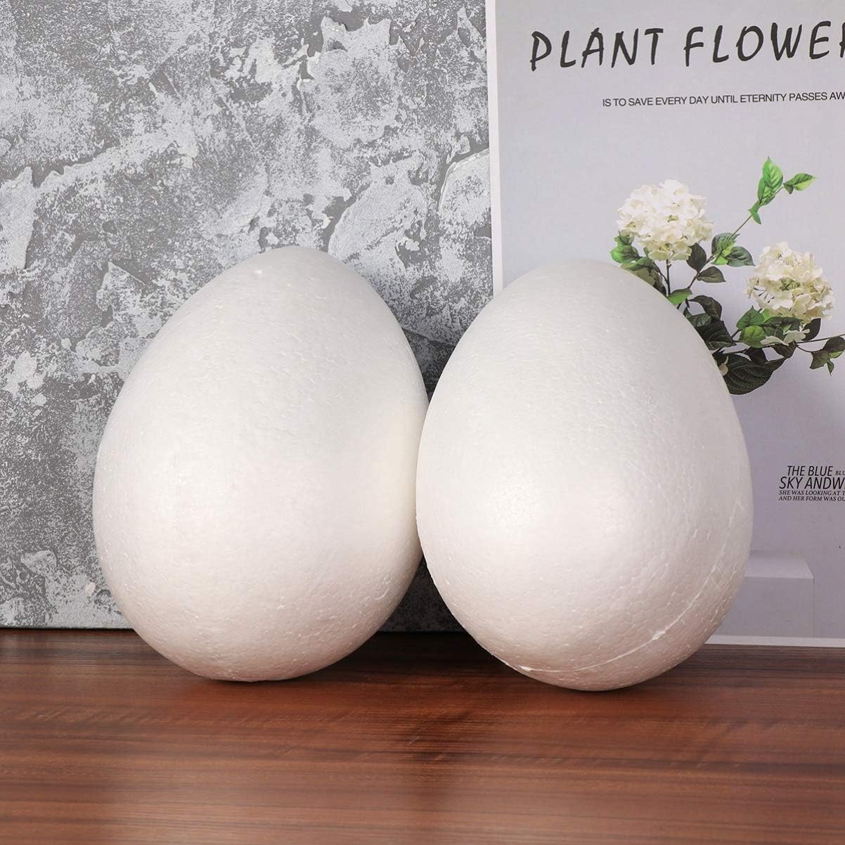 GANAZONO 2Pcs 8 Inch Foam Eggs for Crafts White Eggs for Easter DIY Decorations Family Art Projects