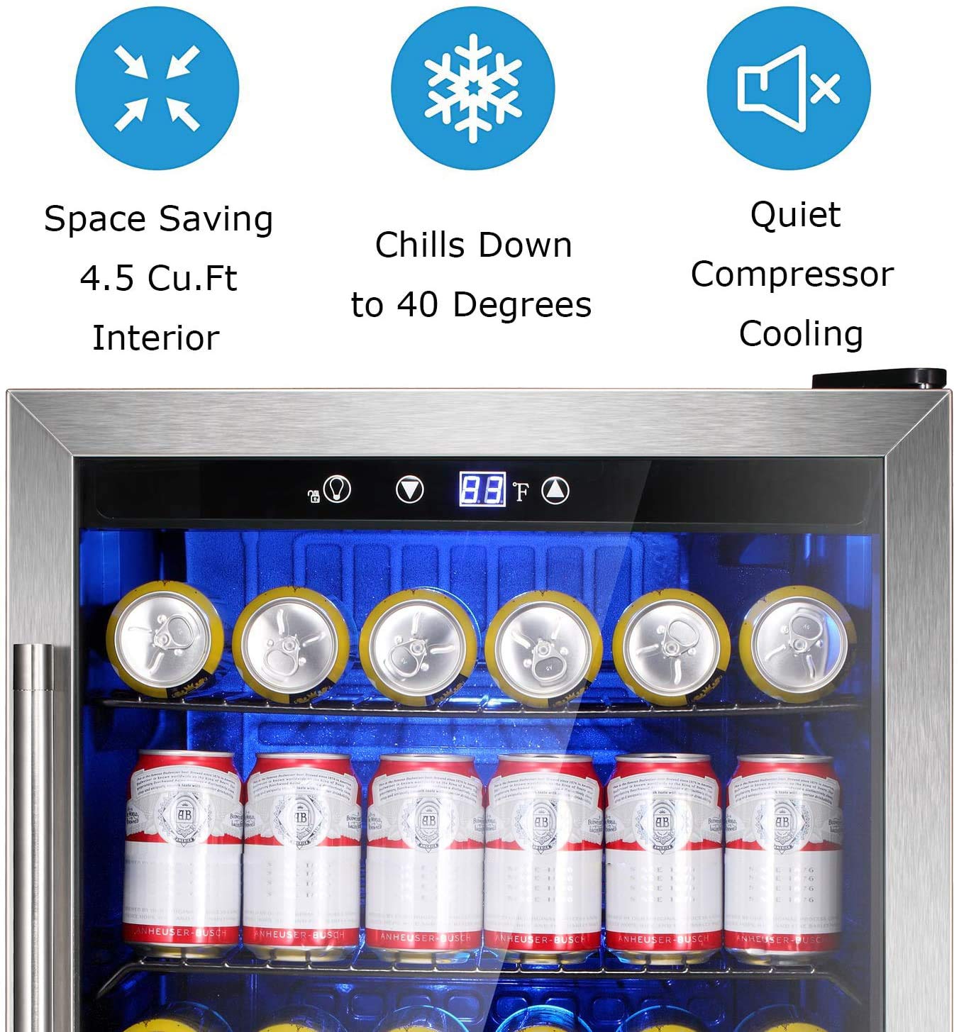 Antarctic Star Beverage Refrigerator Cooler 145 Can Mini Fridge Glass
