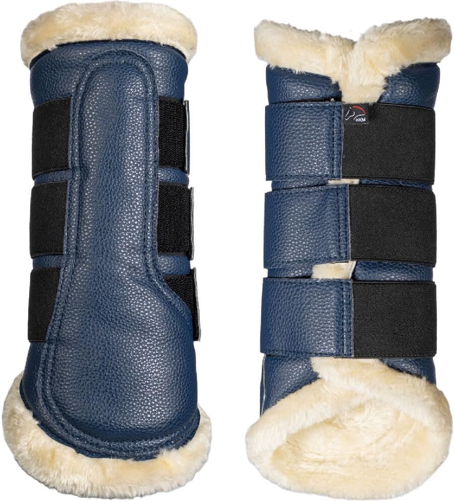 Guêtres bleu foncé S HKM Comfort Premium Fur idéales pour le saut d'obstacles et le manège