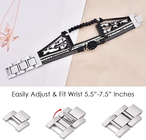 Miniatura 4 de VISOOM Pulsera bohemia con cuentas para Samsung Galaxy Watch 6542 de 1.575 pulgadas, 1.732 pulgadas, reloj 6 bandas clásicas de 1.654 pulgadas para