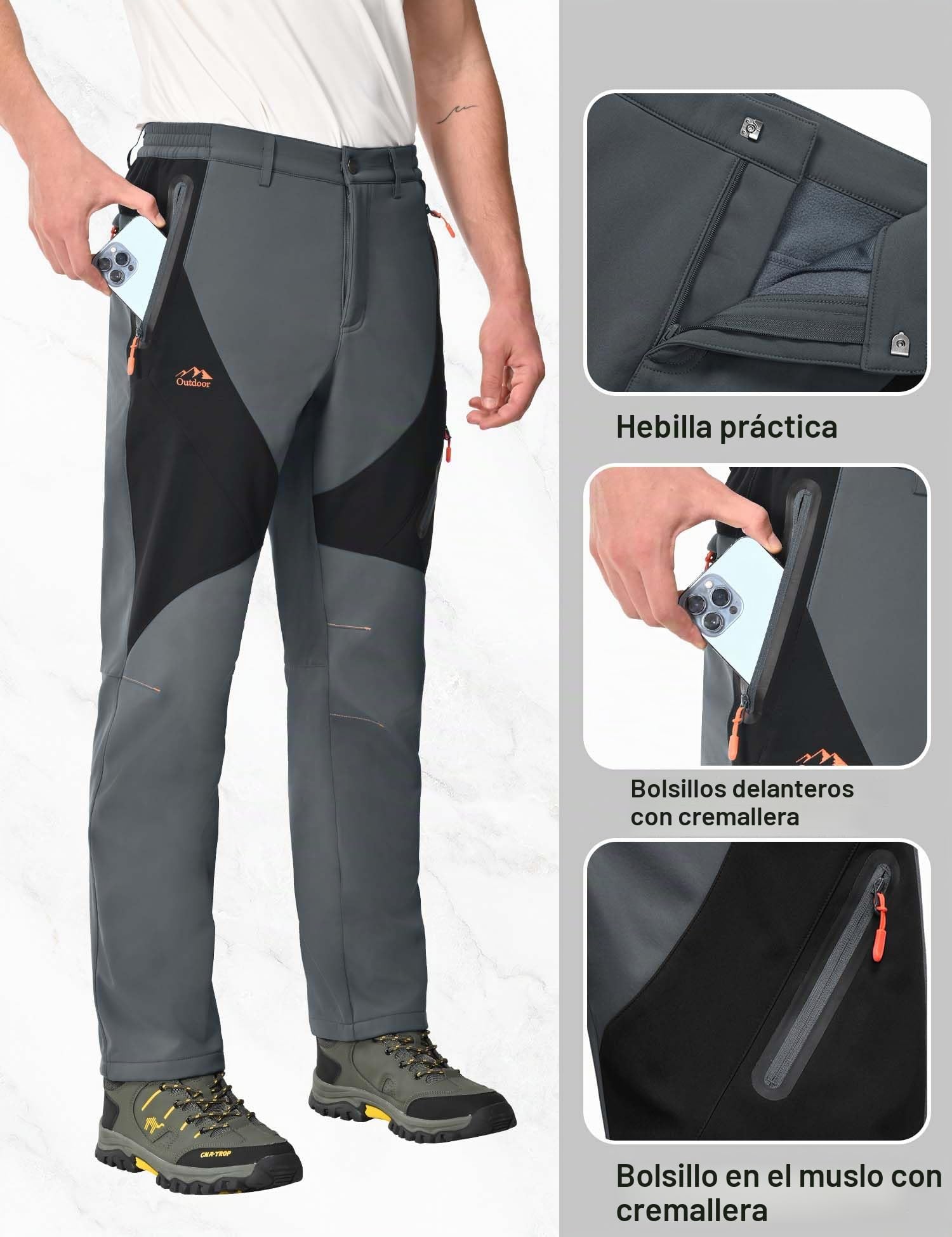 Pantalon De Montaña Hombre Impermeables Invierno Calentar Pantalones Trekking Escalada Senderismo Esquiar Softshell Pantalones Caza Hombre