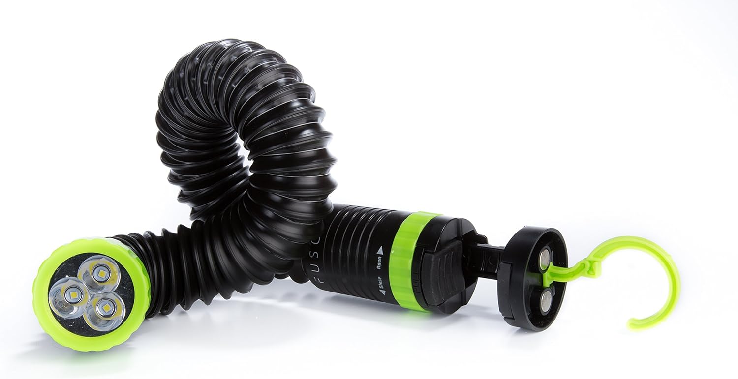 FUSO All in One Flashlight - Green & Black, Battery Powered, Durable, Adjustable, Foldable, Magnetic, 110 Lumens, 6 Hours Run Time, 262 ft Beam