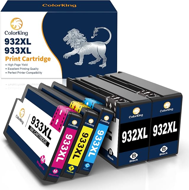 ColorKing Compatible 932XL 933XL Ink Cartridges Replacement for HP 932XL 933XL Combo Pack for OfficeJet 6600 7510 6700 7110 7610 7612 6100 (2 Black, 1 Cyan, 1 Magenta, 1 Yellow, 5 Pack)