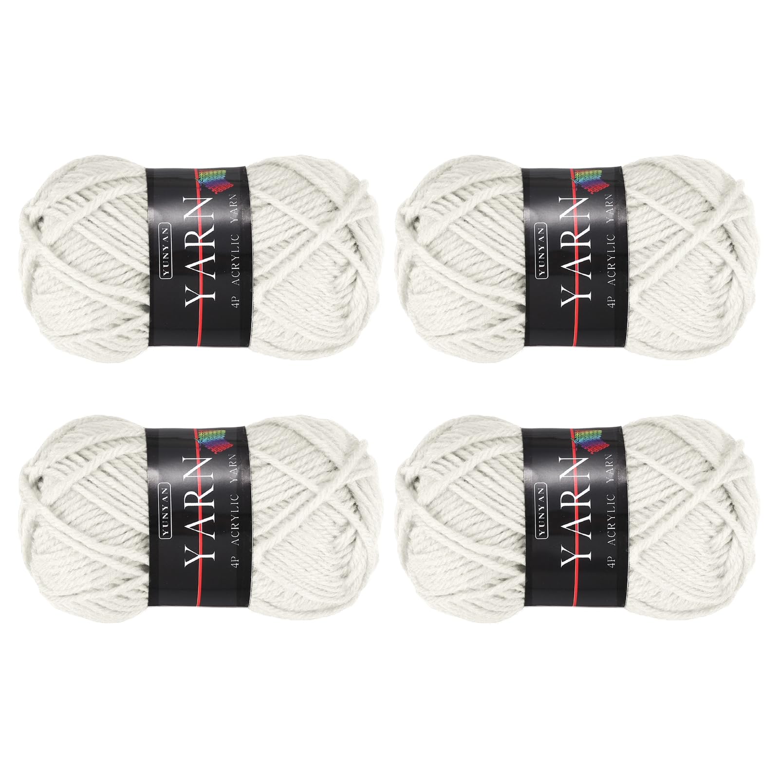 sourcing map Acrylic Crochet Yarns 4PCSx25g White Sport Weight