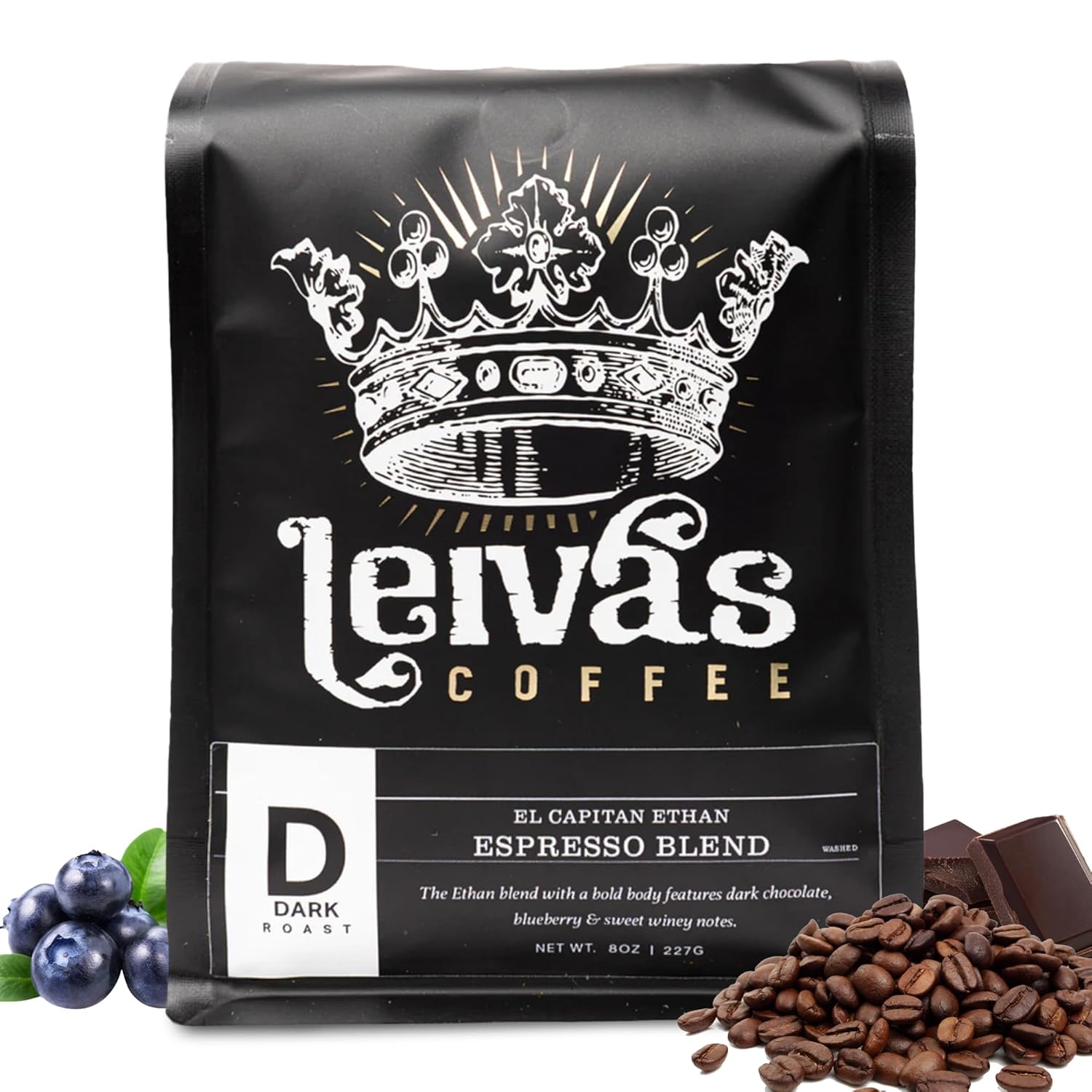 Leiva’s Dark Roast Whole Bean Espresso (8oz), Roasted to Order, Micro-Lot Guatemalan Coffee Beans – El Capitan Ethan Espresso Coffee Beans w/Chocolate & Blueberry Notes – Low Acidity Roast