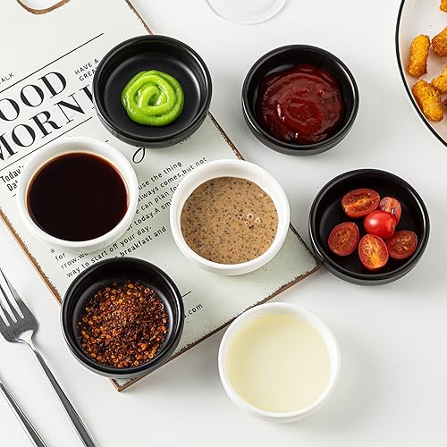 Miniatura 5 de Juego de cuencos de inmersión, platos de cerámica para salsa, plato de salsa de soja de 2 onzas, cuencos auxiliares, tazón pequeño para barbacoa,