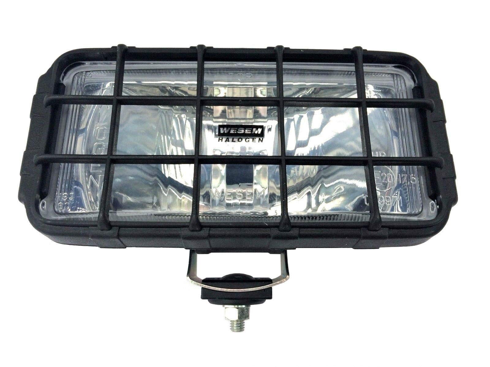 Phare halogène blanc supplémentaire 195 x 95 mm 12 V 24 V avec grille de protection
