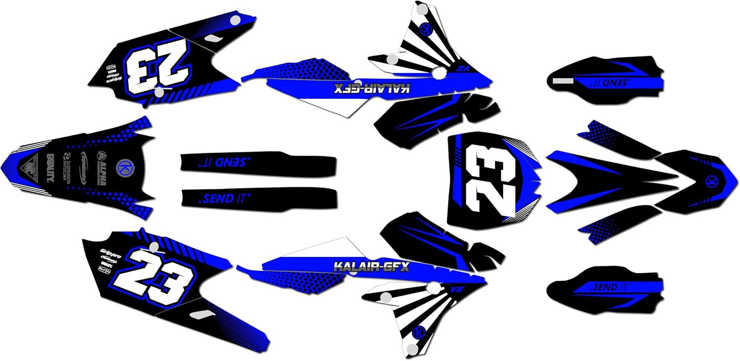 Graphics Kit for Yamaha YZ250F 2014-2018 and YZ450F 2014-2017 FH Series Blue 16 Mil - On/Off the Road - Dirt pit bike motorcycle sticker, dirtbike racing decal motocross no-plastics