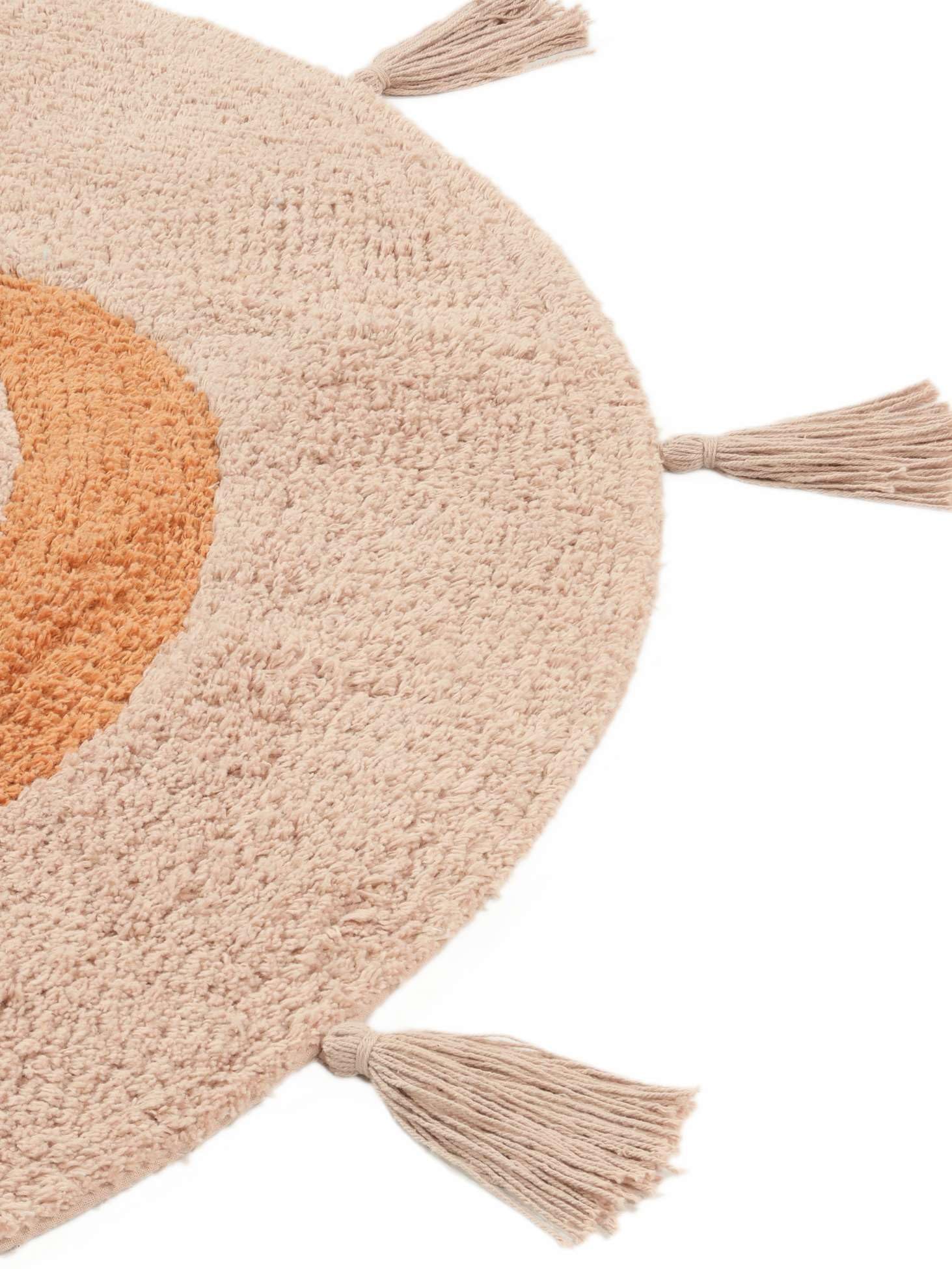 RugVista Smiley, Alfombra Infantil, Modernas Niños, Ø 100 cm, Redondo, Pelo Corto, Cuarto del bebé, Lavado a máquina, Sin Productos químicos peligrosos, Rosa/Terracotta